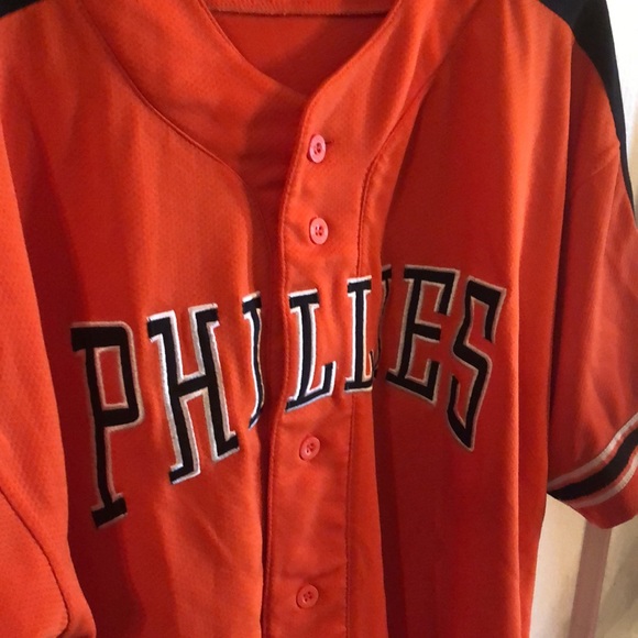 Vintage Starter MLB Philadelphia Phillies Orange Jersey 90’s 2XL Made In Korea - Picture 2 of 8